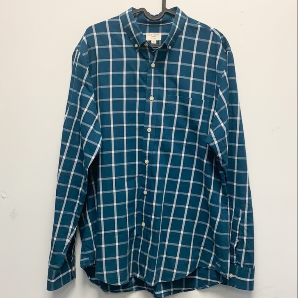 Club Monaco blue white plaid button down